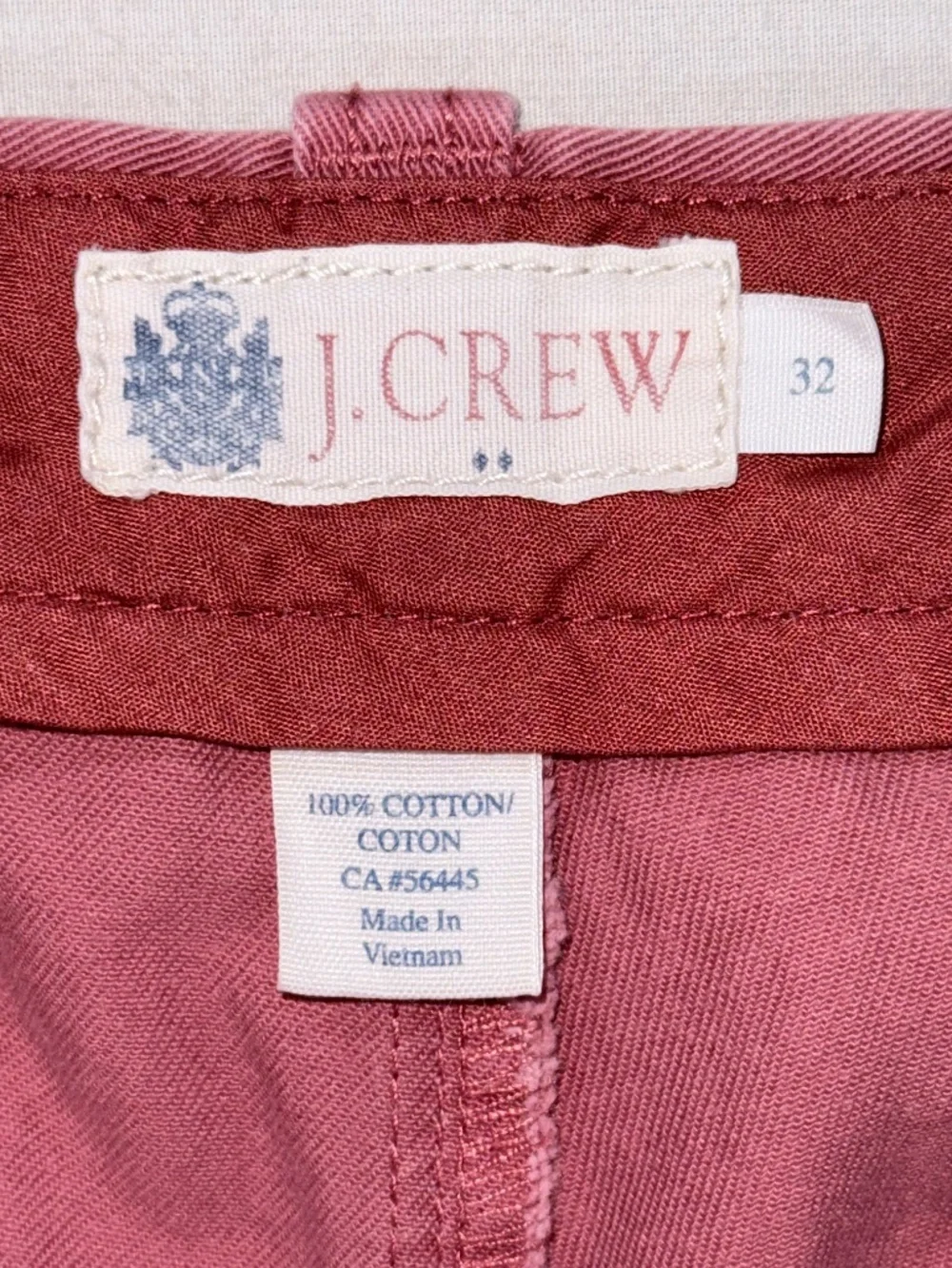 J.Crew Gramercy Broken-In Chino Shorts Pink 32